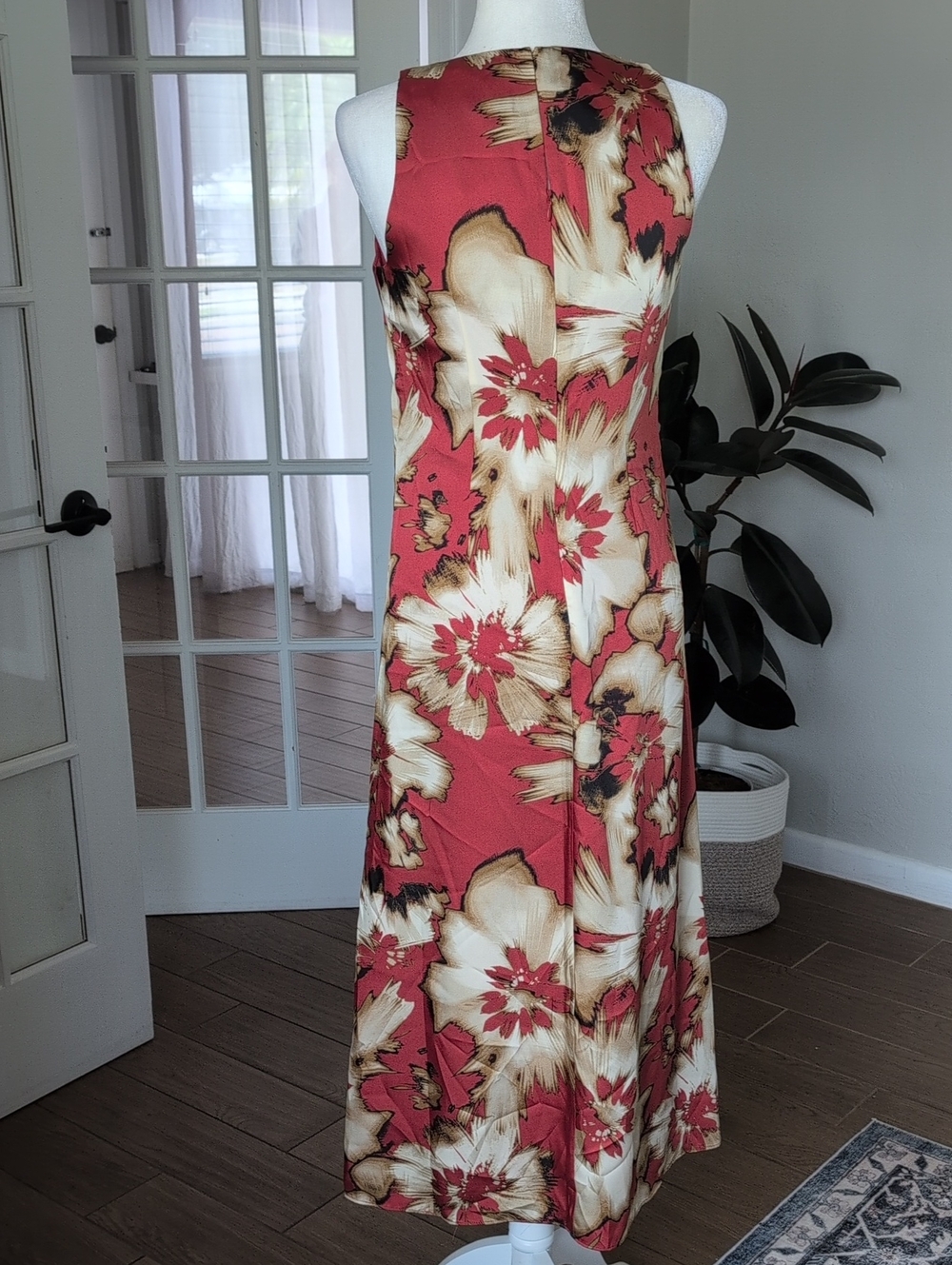 NWT Anne Klein Satin Floral Sleeveless Long Slip Dress Size 0 - Picture 6 of 13